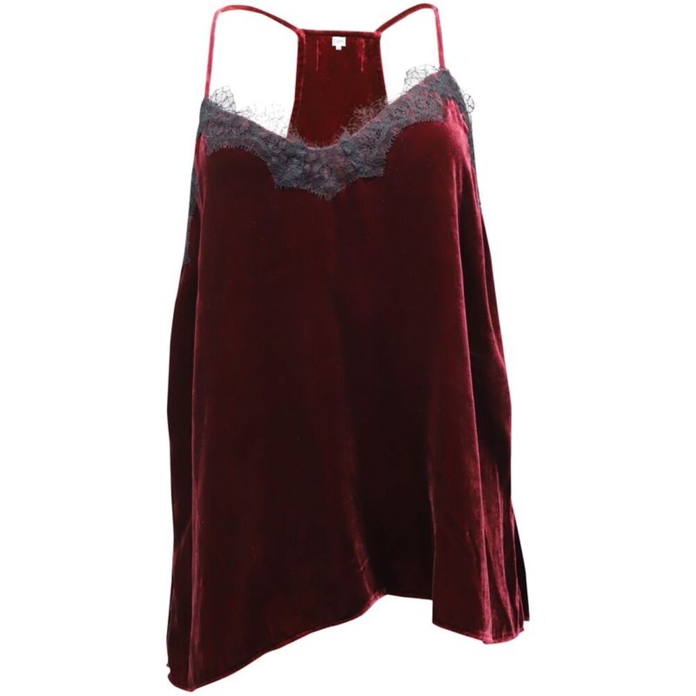 Cami NYC Lace Trim Camisole in Burgundy Velvet